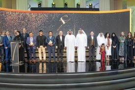 His Highness Sheikh Mohammed bin Hamad Al Sharqi witnesses the awards ceremony of the Fujairah International Arabic Calligraphy Competition and honors the winners